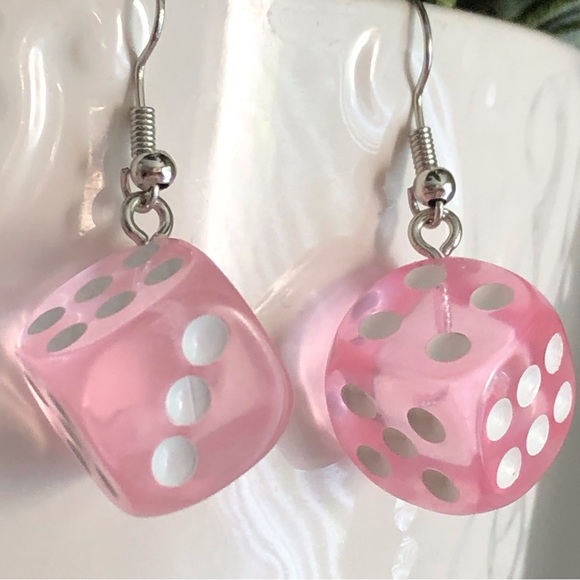 New Dice Lucky Earrings Games Casino Novelty D and D Party Vegas Various Colours - Picture 3 of 6